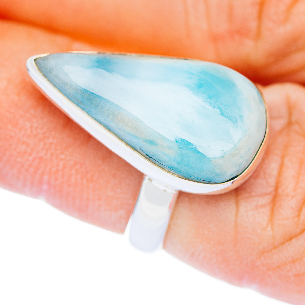 Premium Larimar Ring Size 6 Adjustable (.925 Sterling Silver)
