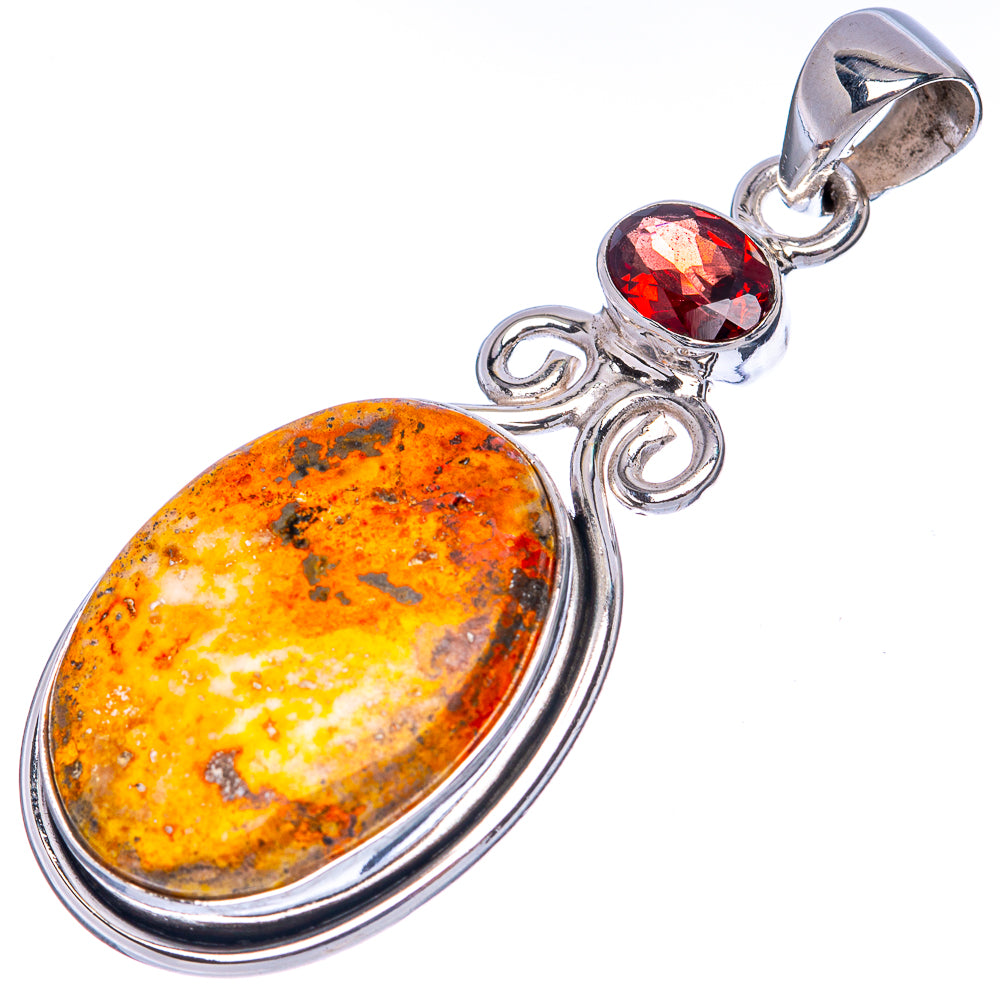 Bubblebee Jasper, Garnet Pendant 1 7/8" (925 Sterling Silver) P41418