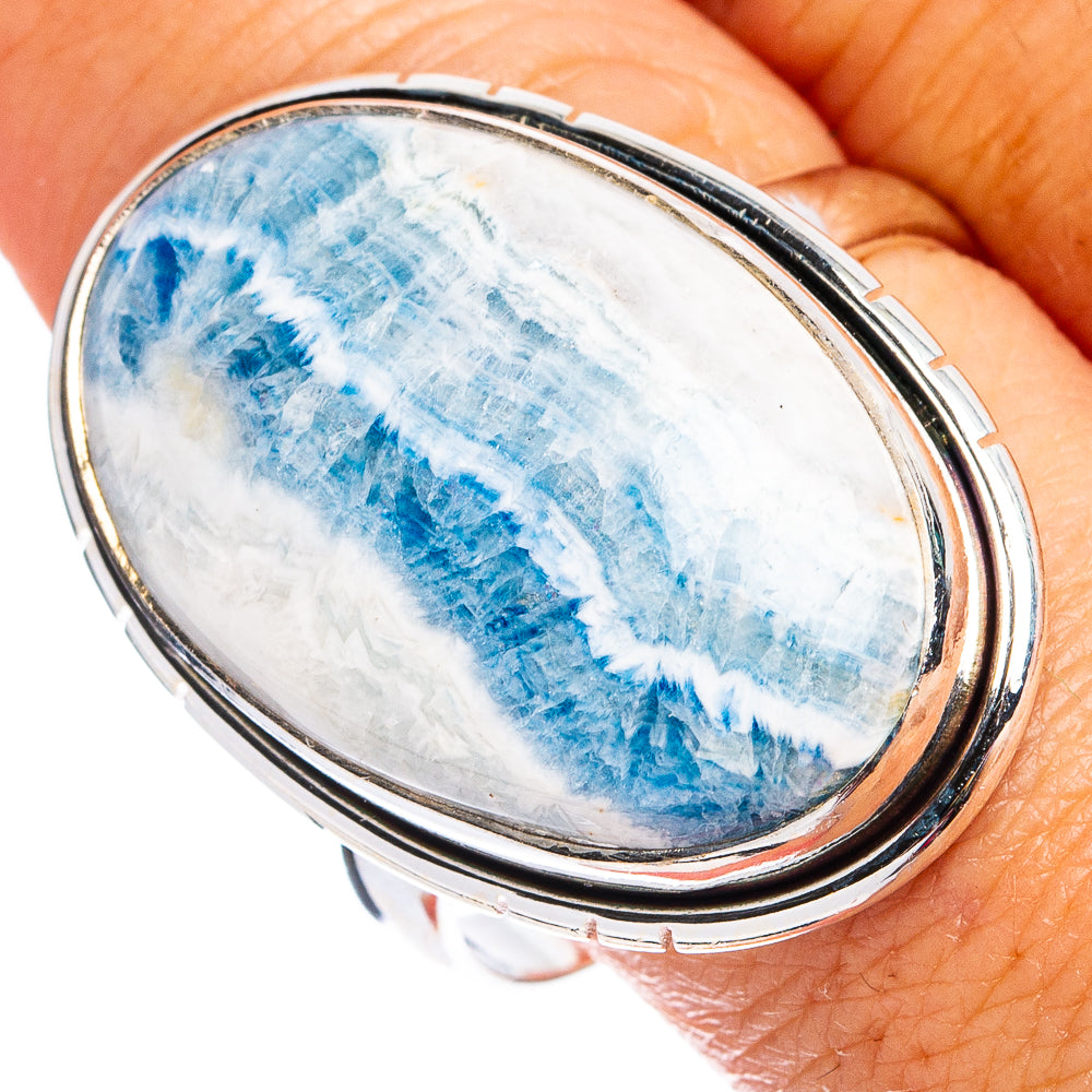 Blue Scheelite Ring Size 1/10/1900 (.925 Sterling Silver)