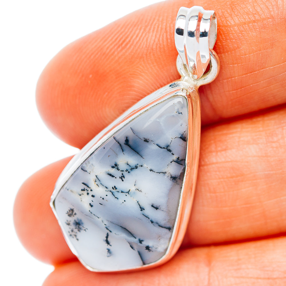 Dendritic Opal Pendant 1 1/2" (.925 Sterling Silver)