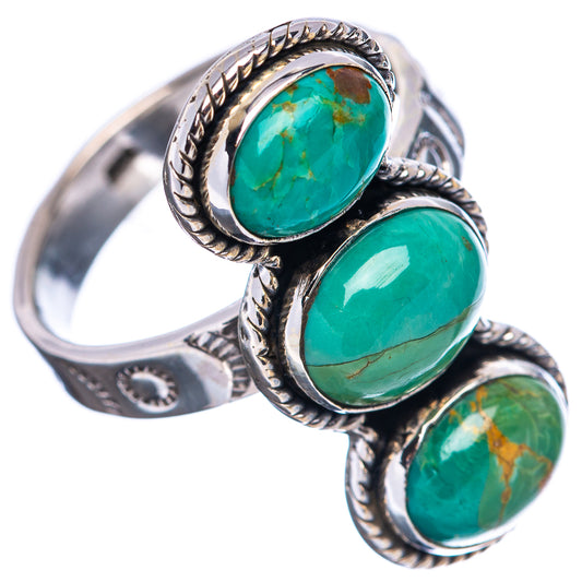 Turquoise statement ring, .925 sterling silver with three oval turquoise cabochons
