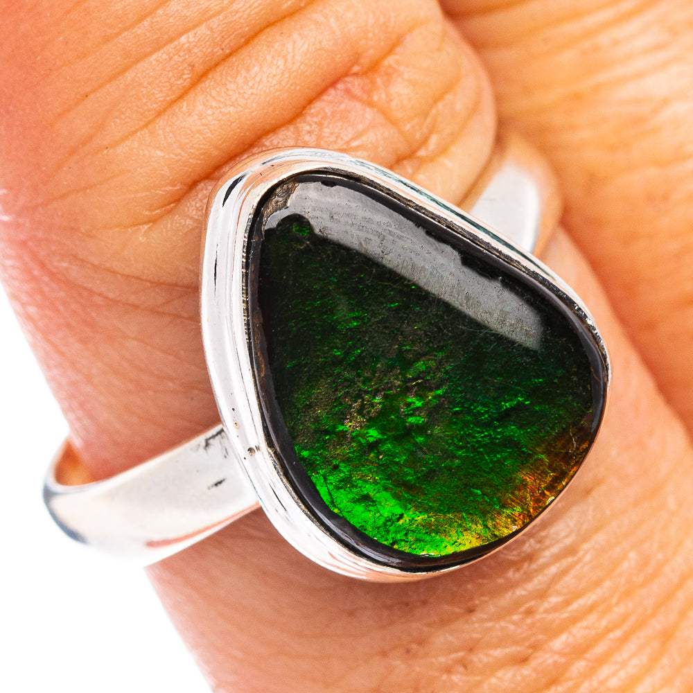 Premium Ammolite Ring Size 10 (.925 Sterling Silver)