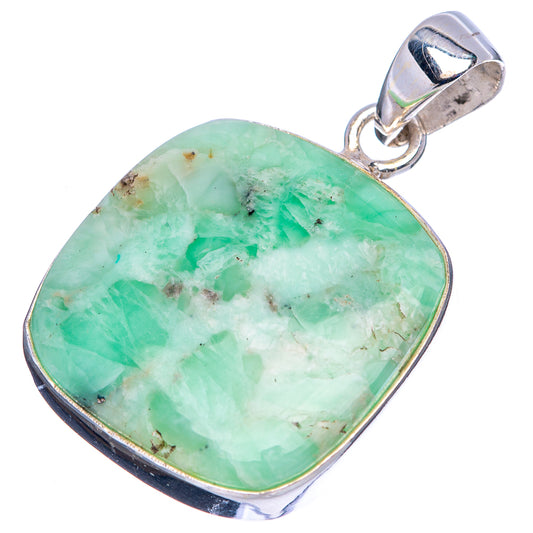 Sterling silver variscite pendant with oval green gemstone cabochon, bezel set