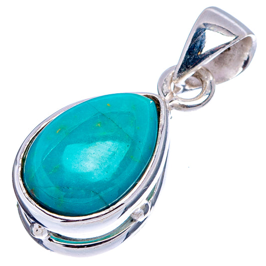 Turquoise pear-shaped pendant in .925 sterling silver with open bail