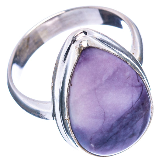 Sterling silver opal ring with purple oval cabochon and raised bezel setting