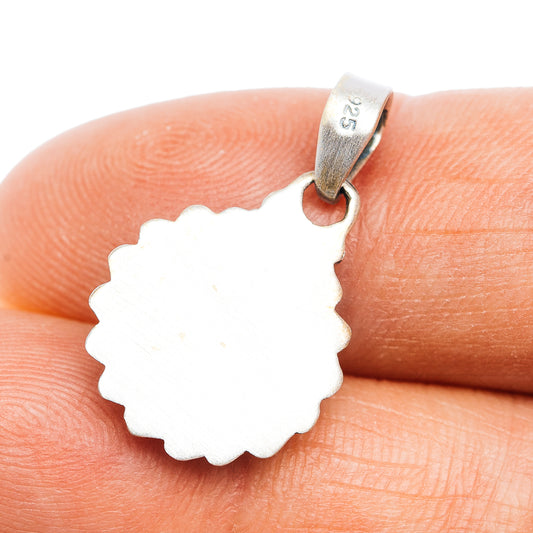 Scalloped sterling silver pendant back with stamped markings on bail, .925