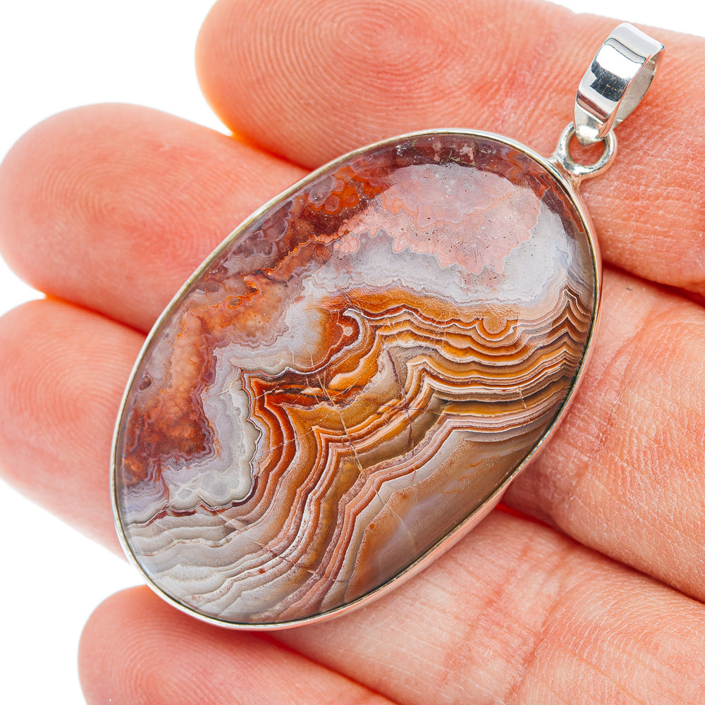 Premium Crazy Lace Agate Pendant 2" (.925 Sterling Silver)