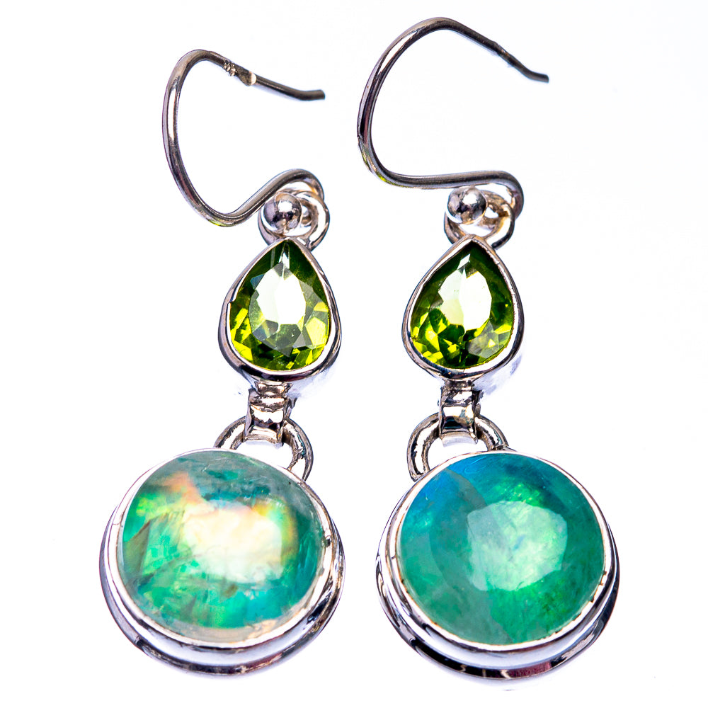 Green Moonstone, Peridot Earrings 1 1/2" (925 Sterling Silver) E432390