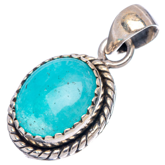 Amazonite oval pendant with rope-textured silver bezel and polished bail loop