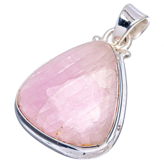 Sterling silver Kunzite pendant with large teardrop pink cabochon, bail loop and frame