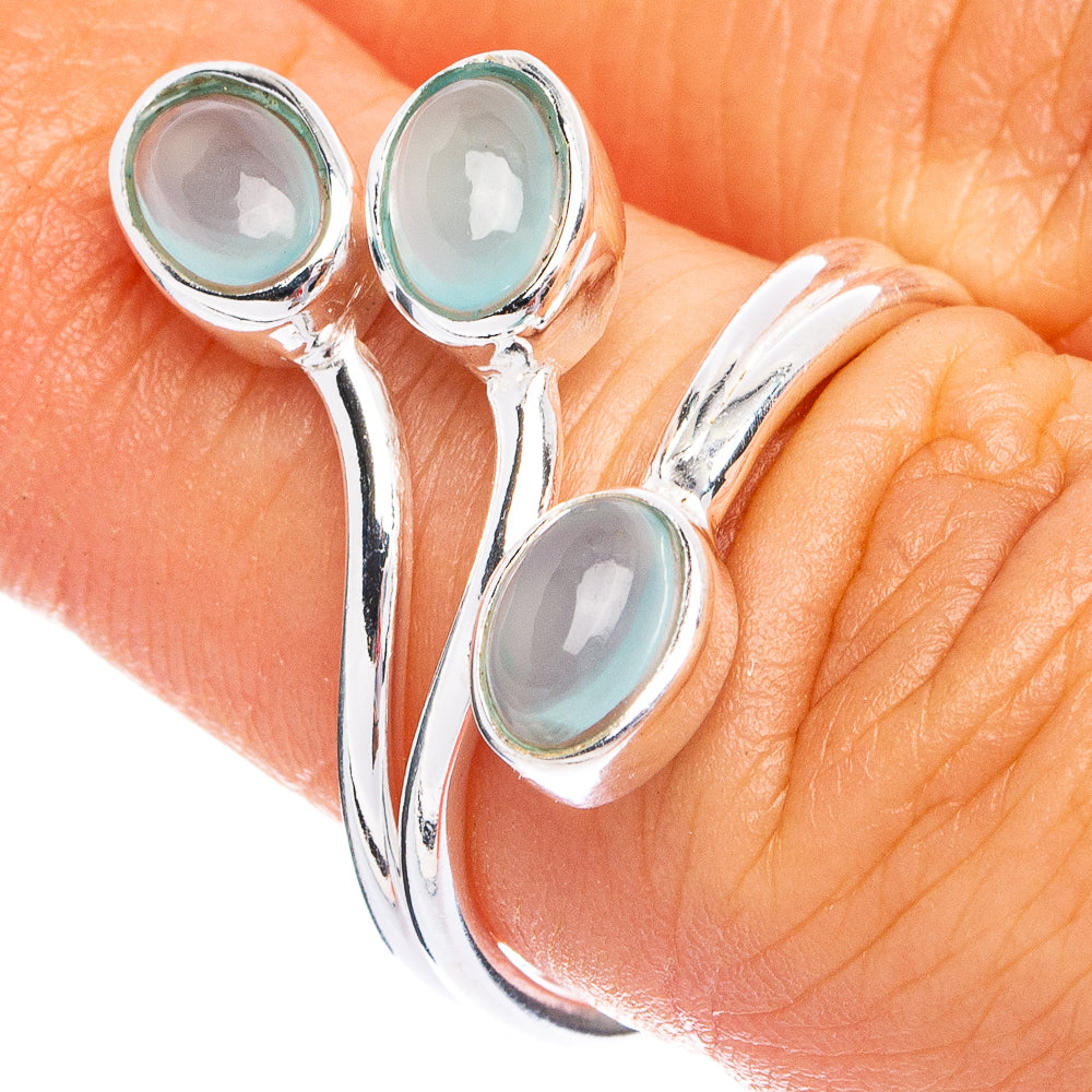 Dainty Aqua Chalcedony Ring Size 7.5 (925 Sterling Silver) R8703