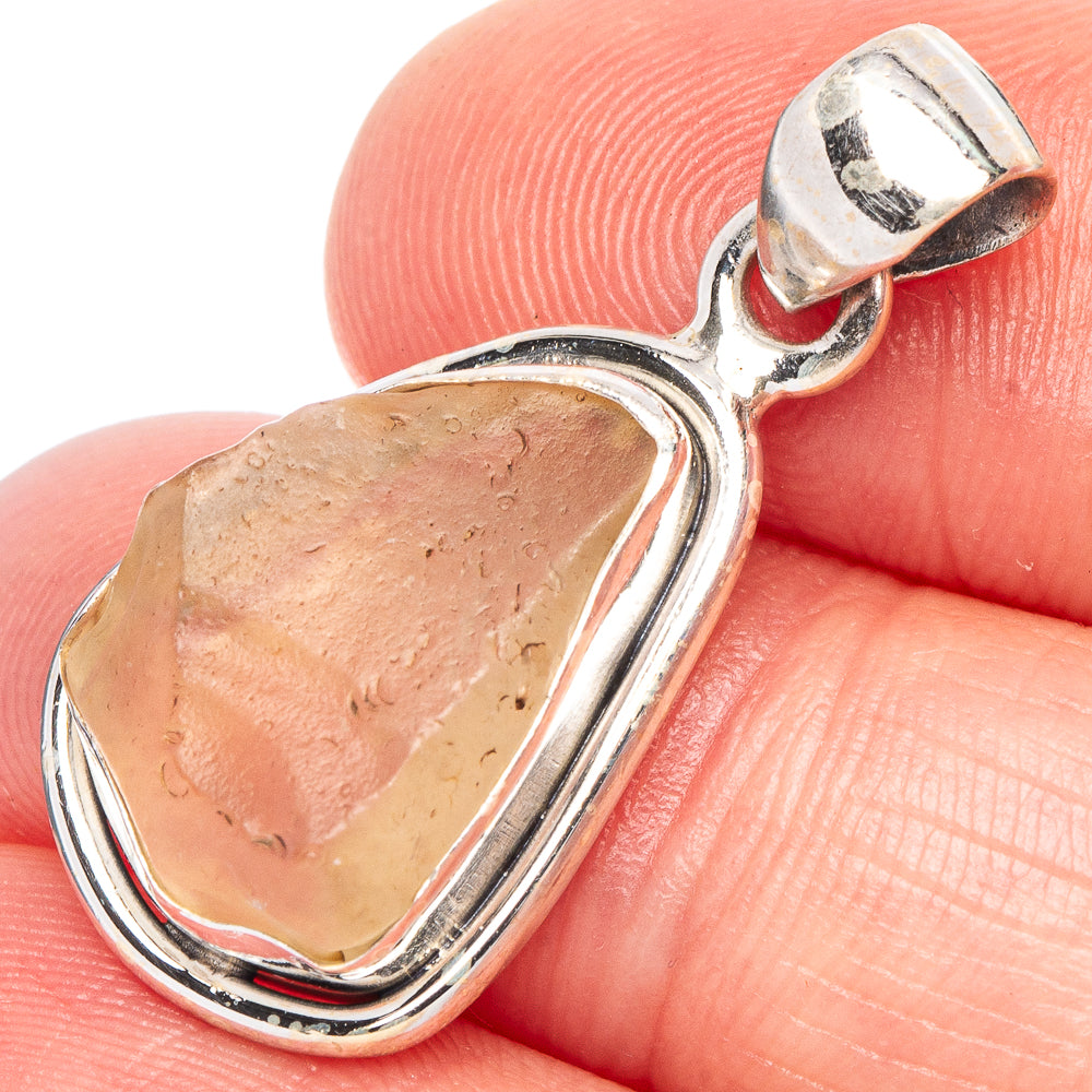 Libyan Desert Glass Pendant 1 1/8" (925 Sterling Silver) P44298