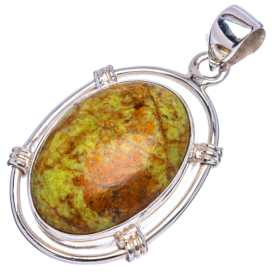Oval gaspeite cabochon pendant, .925 sterling silver bezel and bail