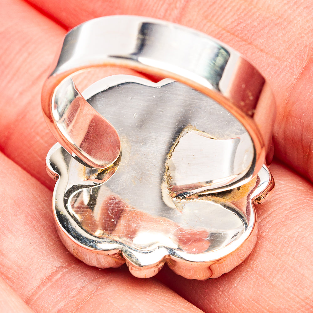 Exclusive Native Style Red Dahlia Turquoise, Mojave Turquoise Ring Size 7 Adjustable (.925 Sterling Silver)