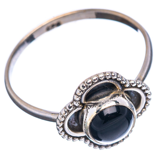 Double oval black onyx ring, .925 sterling silver band with textured bead edges