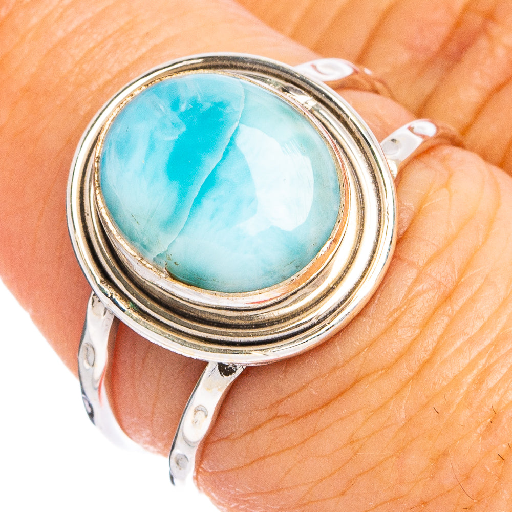 Rare Larimar Ring Size 7.5 (.925 Sterling Silver)
