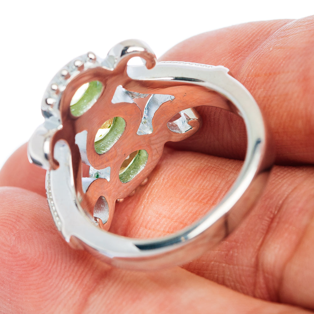 Premium 3-Gemstone Peridot Ring Size 9 (.925 Sterling Silver)