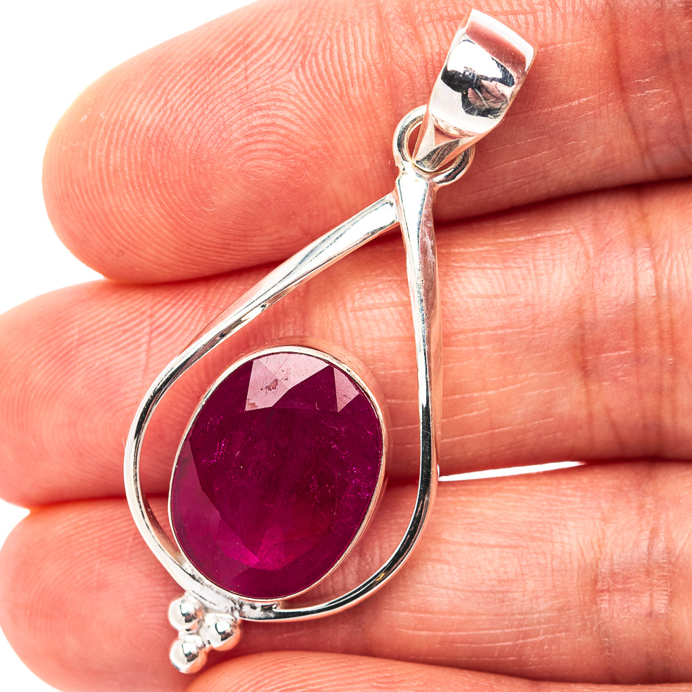 Premium Burmese Glass Filled Ruby Pendant 1 3/4" (.925 Sterling Silver)
