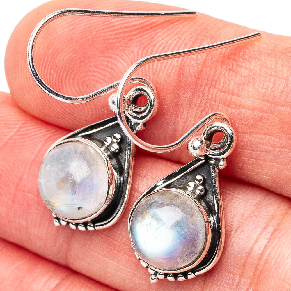 Rainbow Moonstone Earrings 1 1/4" (925 Sterling Silver) E3146