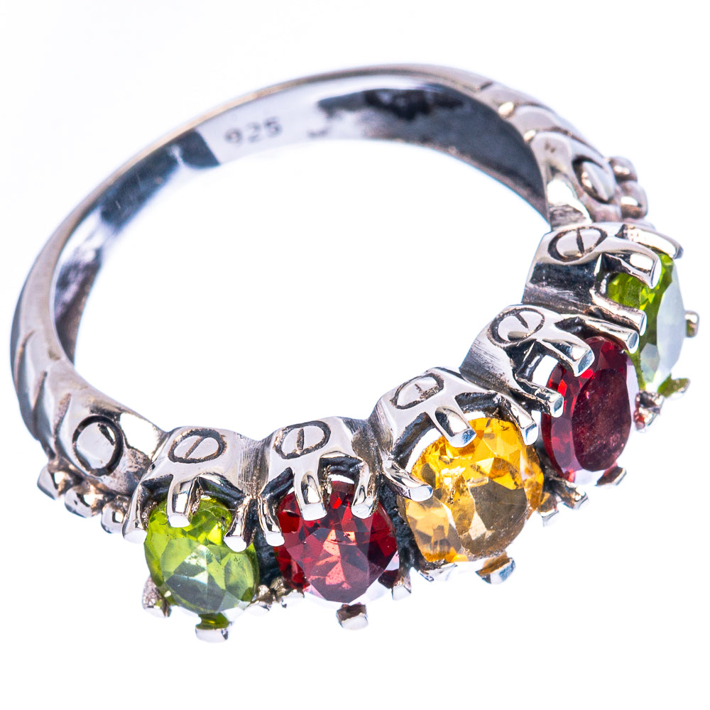 Garnet, Citrine, Peridot Ring Size 6.5 (925 Sterling Silver) R2354