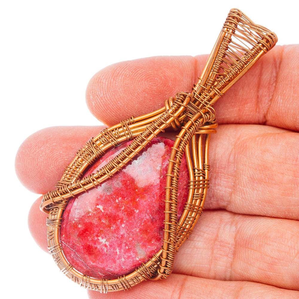 Thulite Wire Warp Pendant 2 1/2" (Copper)