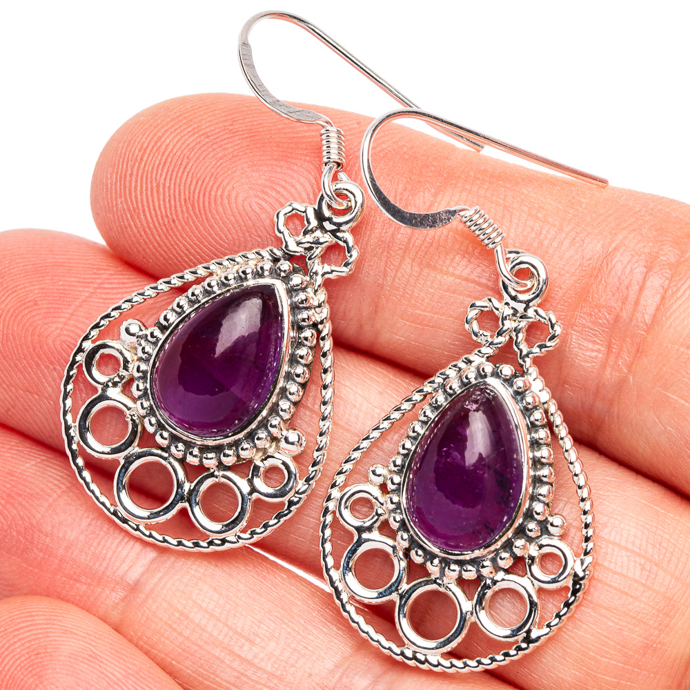 Amethyst 925 Sterling Silver Premium Earrings 1 5/8" (925 Sterling Silver) E2232