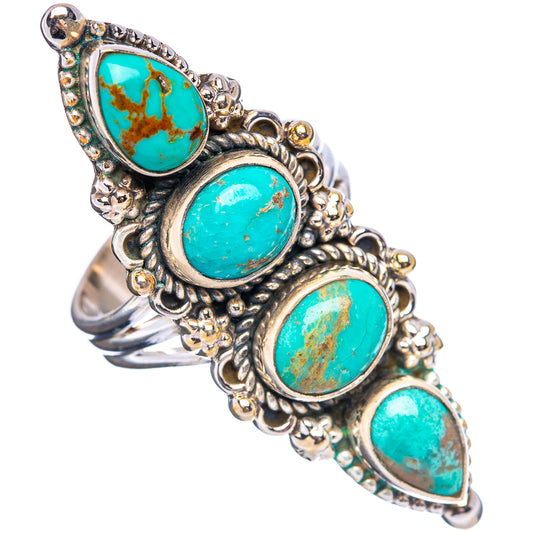 Turquoise oval gemstone sterling silver ring, ornate braided setting and side bezels