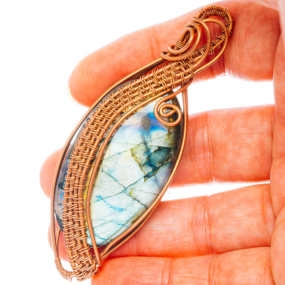 Labradorite Wire Wrap Pendant 3" (Copper)