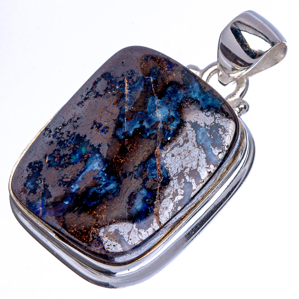 Rare Boulder Opal Pendant 1 1/4" (925 Sterling Silver) P40408