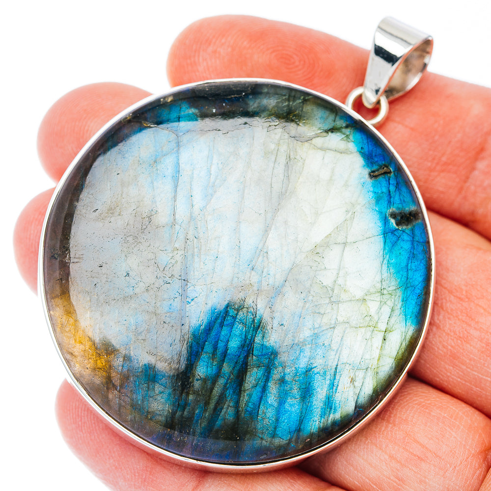 Huge Premium Spectrolite Pendant 2 3/8" (.925 Sterling Silver)