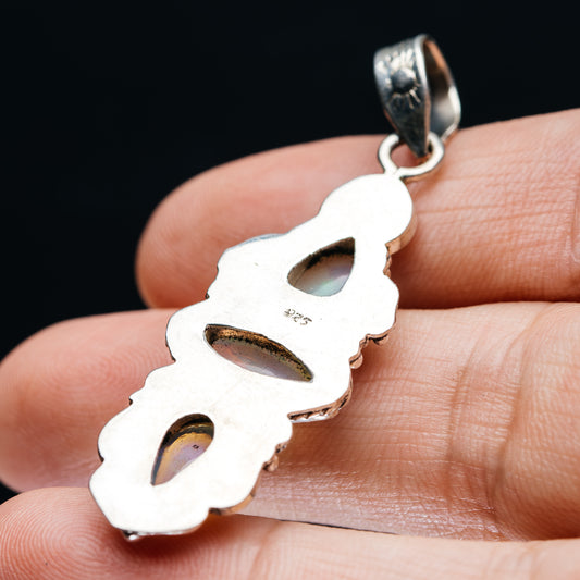 925 sterling silver opal pendant back with bail, leaf-like cutout design