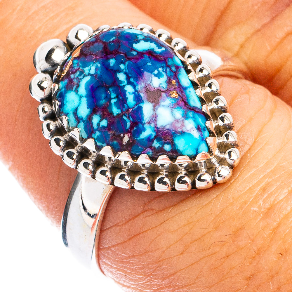Purple Copper Composite Turquoise Ring Size 7.75 (925 Sterling Silver) R8431