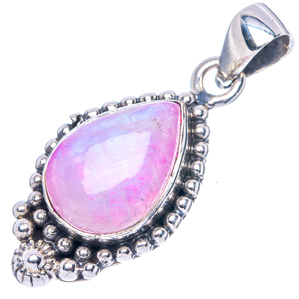 Pink Moonstone Pendant 1 1/4" (925 Sterling Silver) P42501