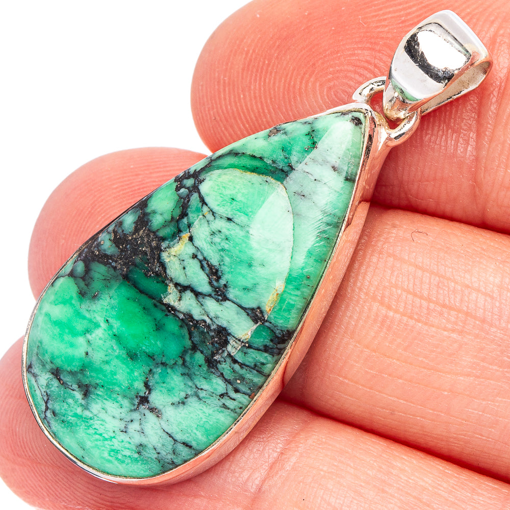 Black Bridge Variscite Pendant 1 1/2" (925 Sterling Silver) P44937
