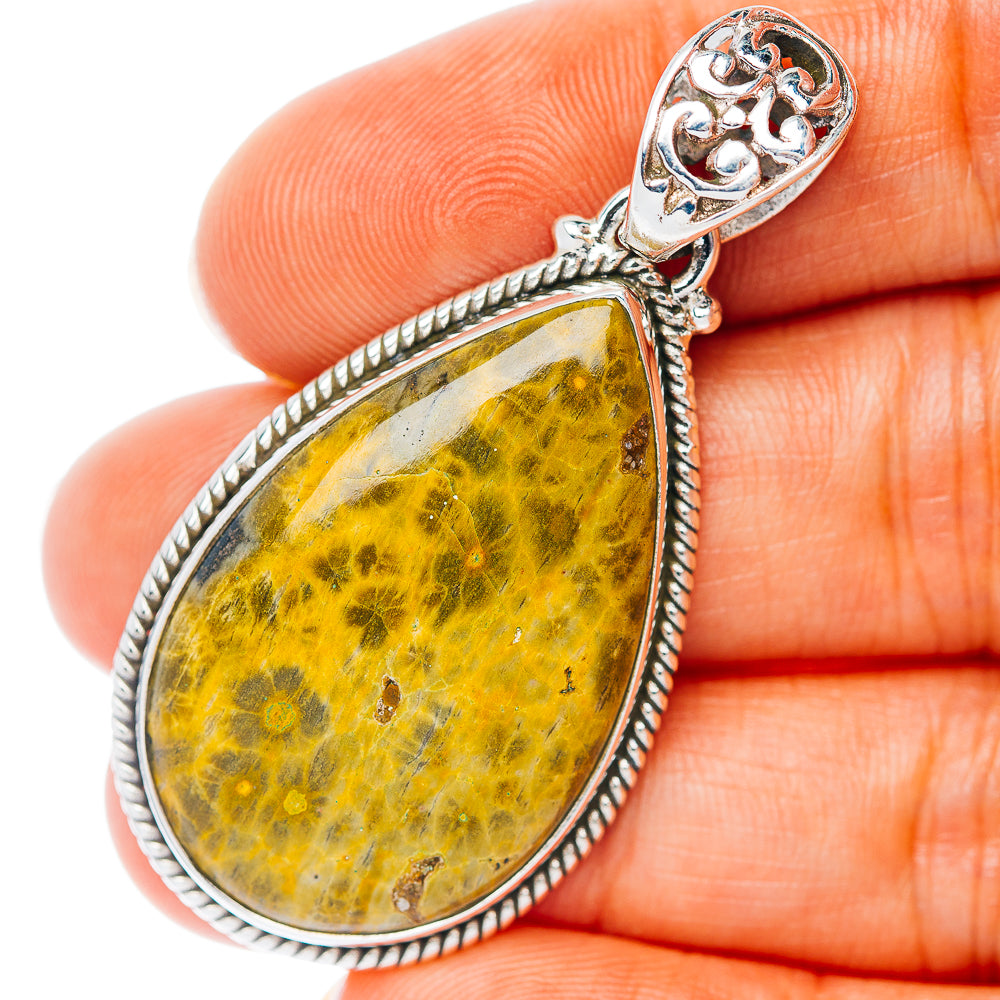 Ocean Jasper Pendant 1 7/8" (.925 Sterling Silver)
