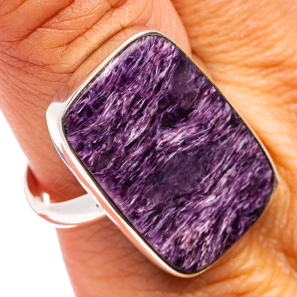 Premium Charoite Ring Size 10 Adjustable (.925 Sterling Silver)