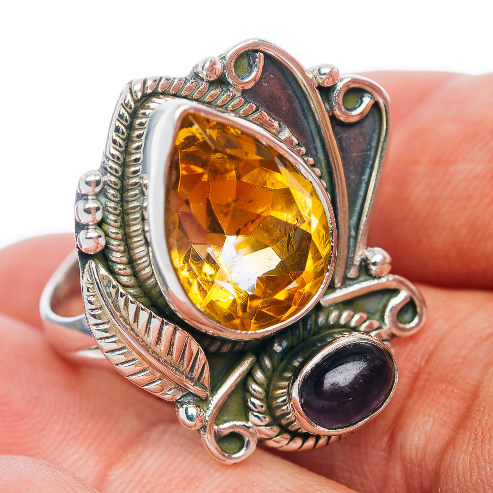 Premium Southwest Style Citrine, Amethyst Ring Size 9 (.925 Sterling Silver)