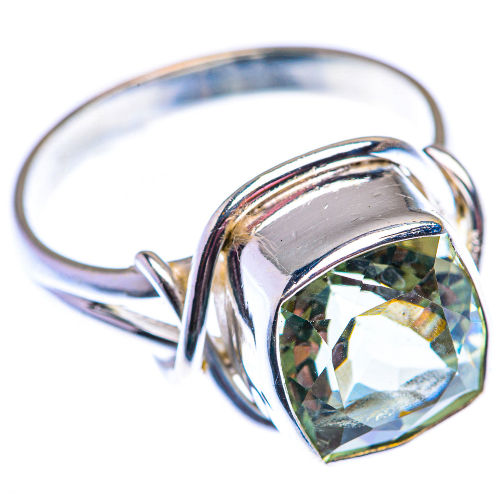 Faceted Green Amethyst Ring Size 12 (925 Sterling Silver) RING140116