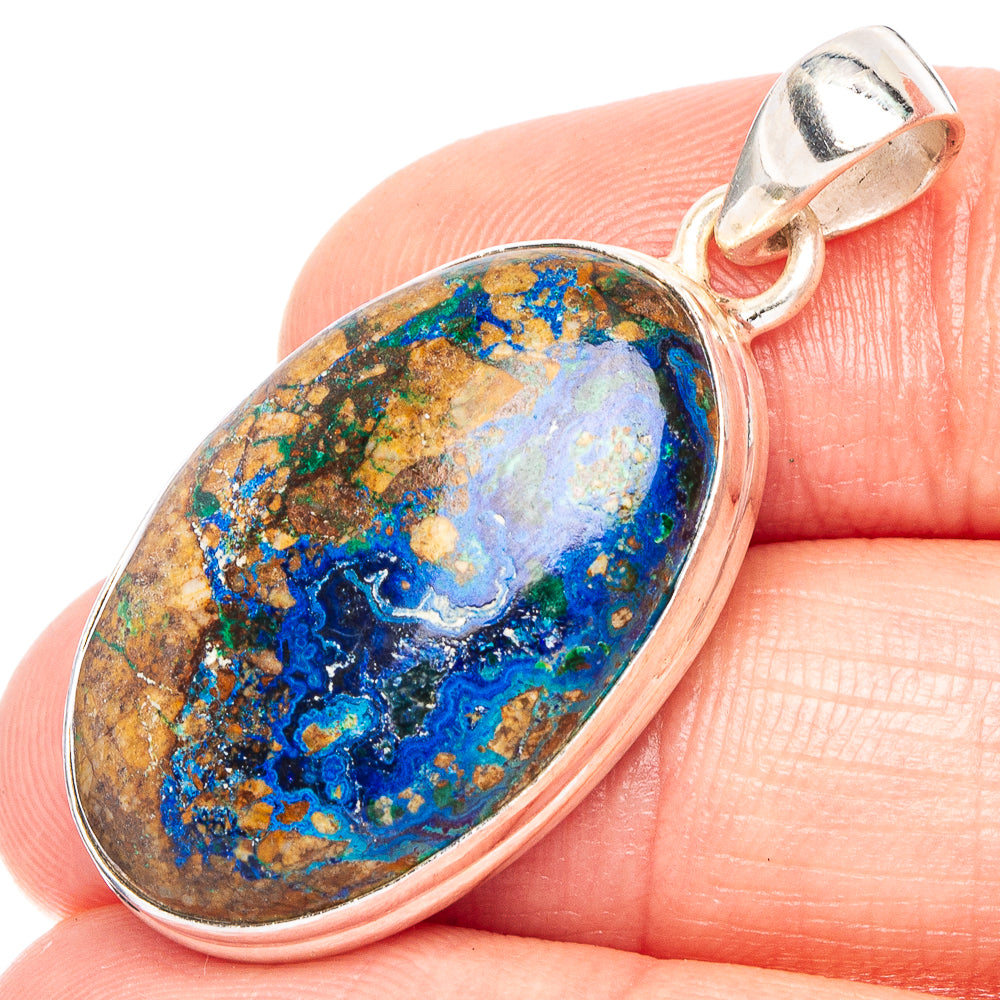 Azurite Malachite Pendant 1 3/8" (925 Sterling Silver) P43912
