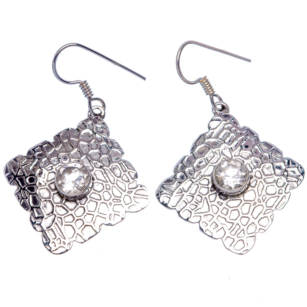 White Quartz Earrings 1 3/4" (925 Sterling Silver) E433397