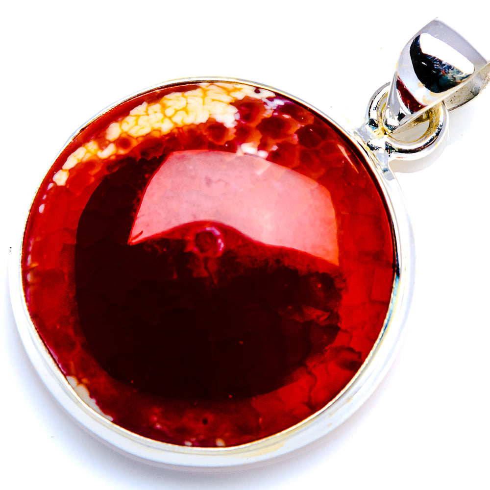 Fire Crab Agate 925 Sterling Silver Pendant 1 1/2" (925 Sterling Silver) PD38367