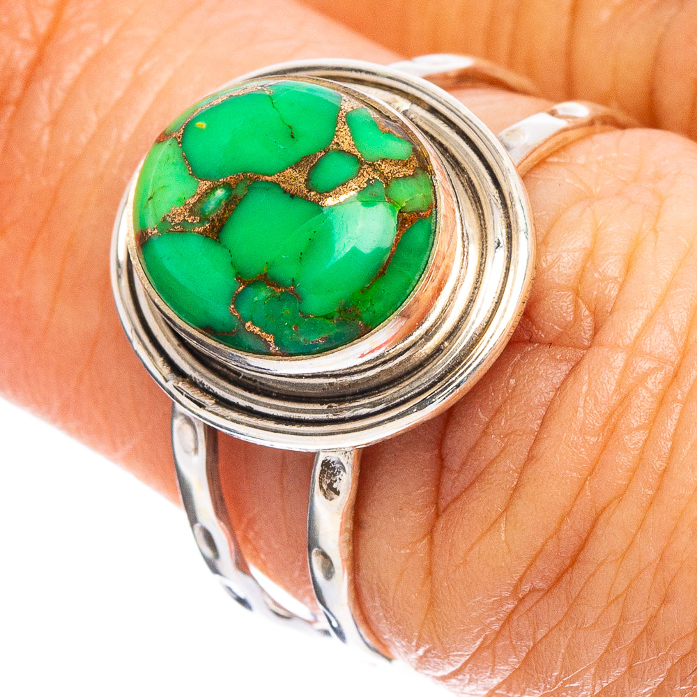Green Copper Composite Turquoise Ring Size 7 (925 Sterling Silver) R7974