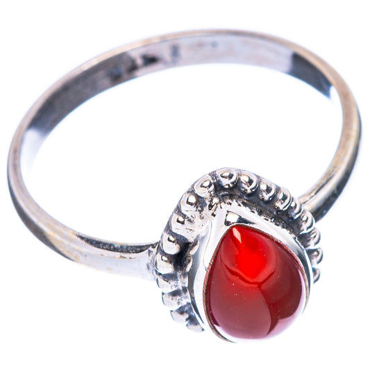 Red Onyx Dainty Ring Size 8.25 (925 Sterling Silver) R5807