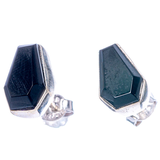 Faceted Black Onyx Earrings 1/2" (925 Sterling Silver) E1605