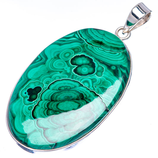 Premium Malachite Pendant 2 3/8" (.925 Sterling Silver)