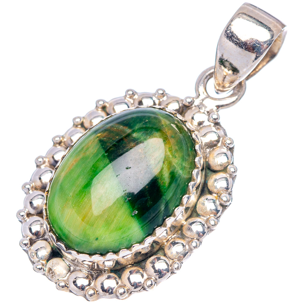 Green Cat's Eye Pendant 1 3/8" (.925 Sterling Silver)
