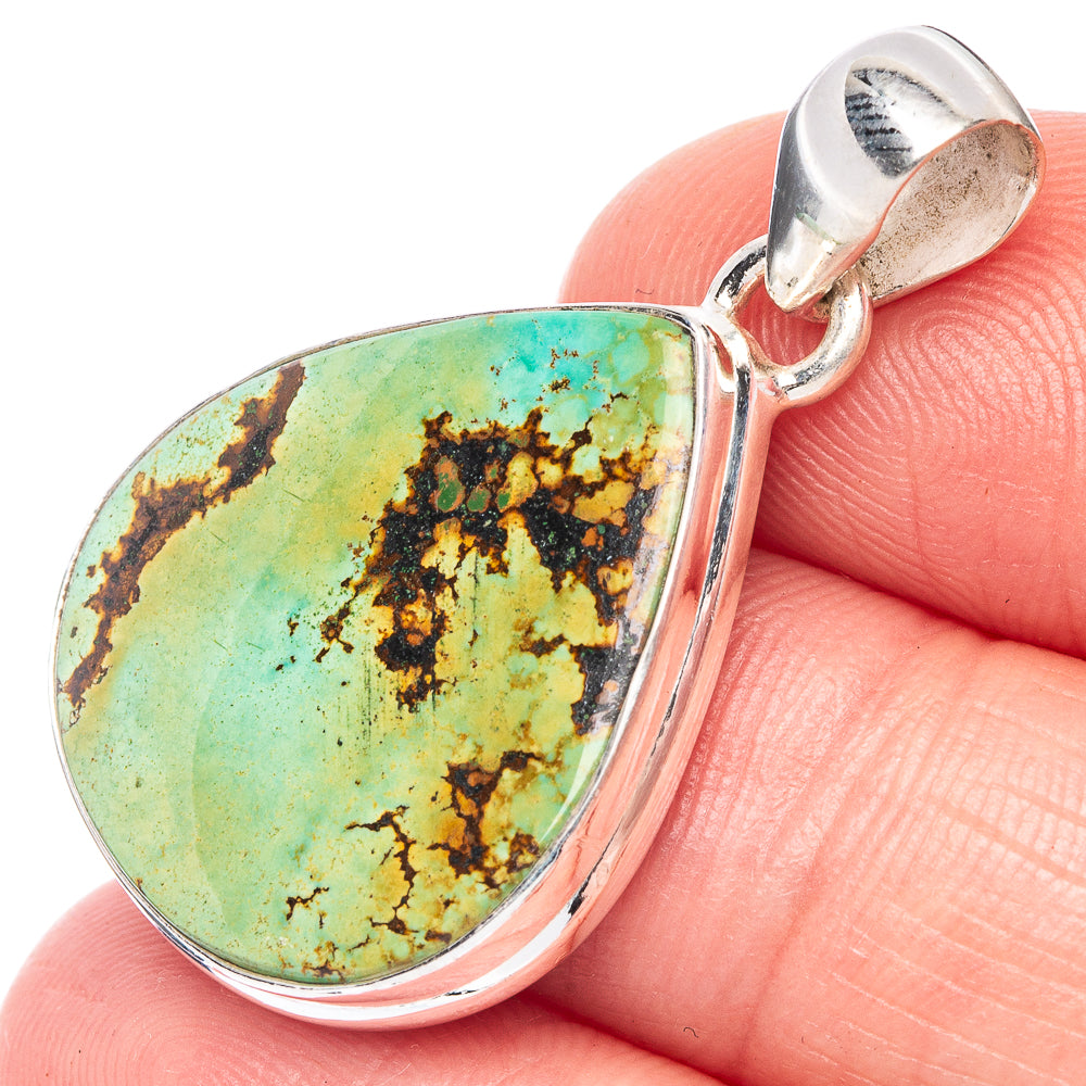 Rare Spiderweb Turquoise Pendant 1 3/8" (925 Sterling Silver) P44584
