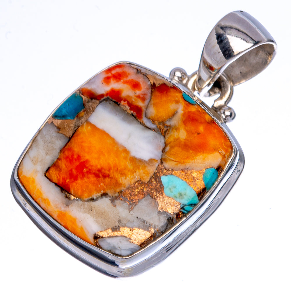 Spiny Oyster Turquoise Pendant 1 1/4" (925 Sterling Silver) P40407