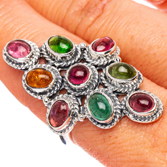 Signature Natural Tourmaline Ring Size 8 (925 Sterling Silver) R3549