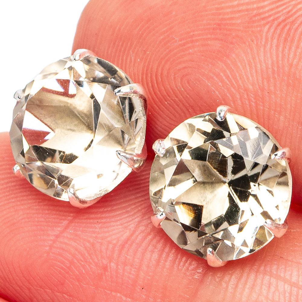 Green Amethyst Earrings 3/8" (925 Sterling Silver) E3015
